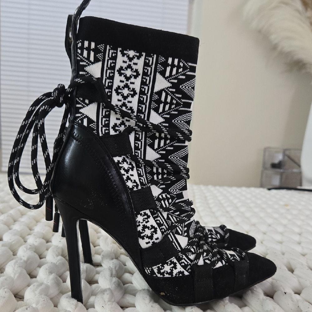 Azalea Wang Monochrome Patterned Heels